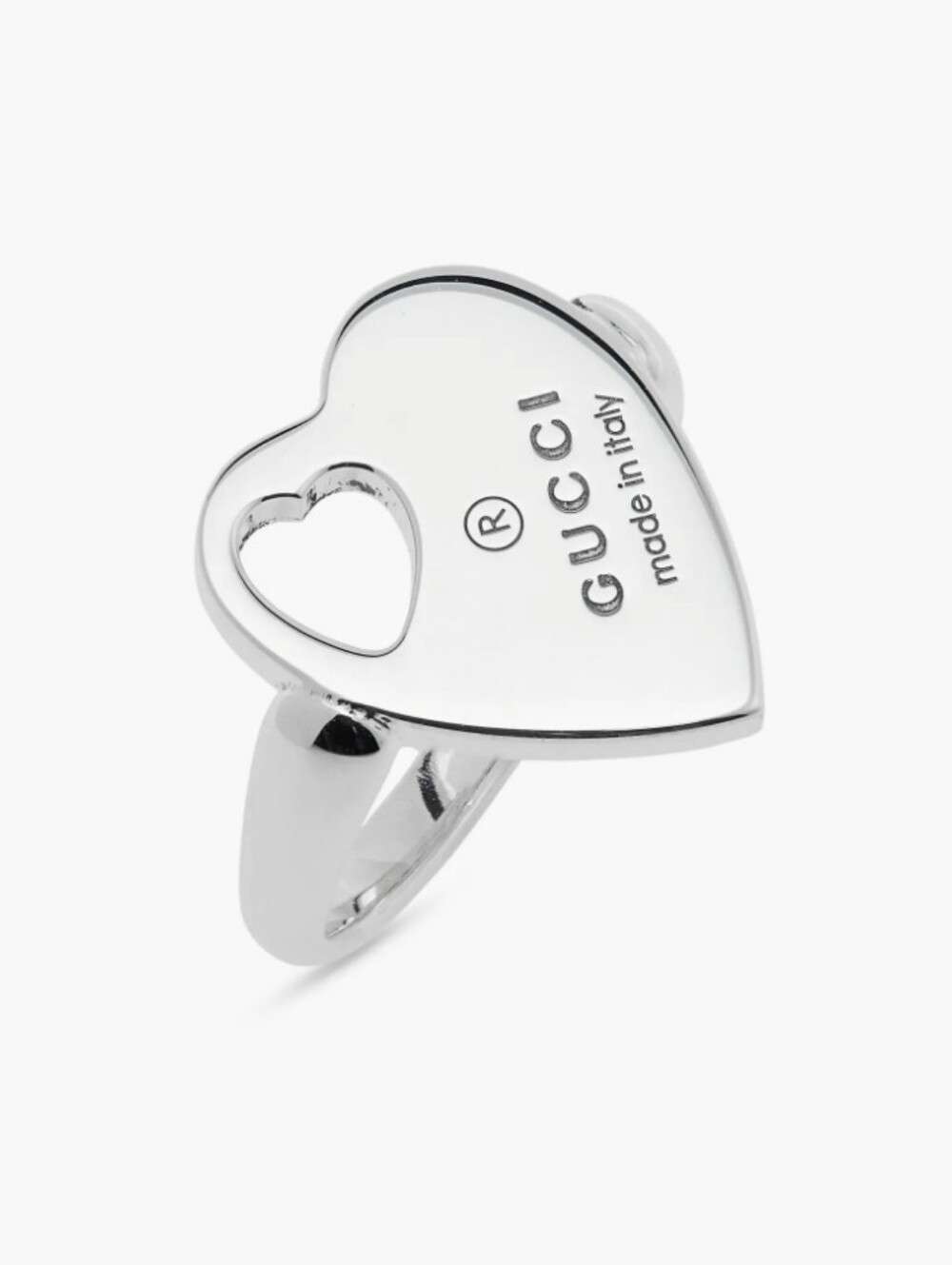 The Gucci Trademark Cut-Out Heart Ring Sterling Silver Size 5